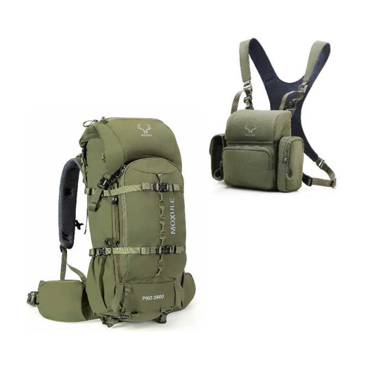 Moxule PRO 2400 Hunting Backpack & Binocular Harness Set | Olive Green Outdoor Gear
