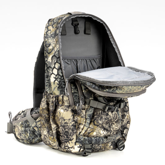 Moxule Camouflage Hunting Backpack, plus the fold-out pouch adds extra storage. ideal for hunters needing quick, clutter-free access to essentials!