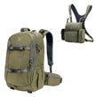 Moxule olive green hunting backpack and binocular harness chest pack combo, durable weather-resistant hunting gear set for elk and deer hunting.