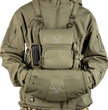 Moxule green tactical chest pack with bino harness, designed for silent hunting and outdoor adventures.