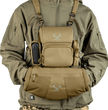 Moxule brown tactical bino harness chest pack for silent hunting, outdoor gear with multiple pockets
