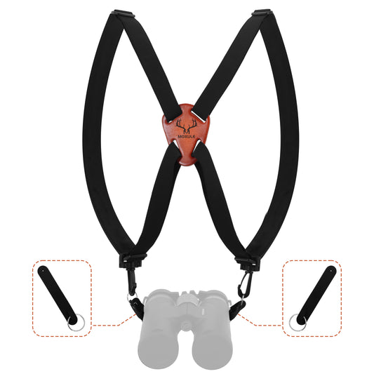 Moxule Hunting Binocular Harness Strap - Adjustable, padded binocular suspenders with quick-release clips