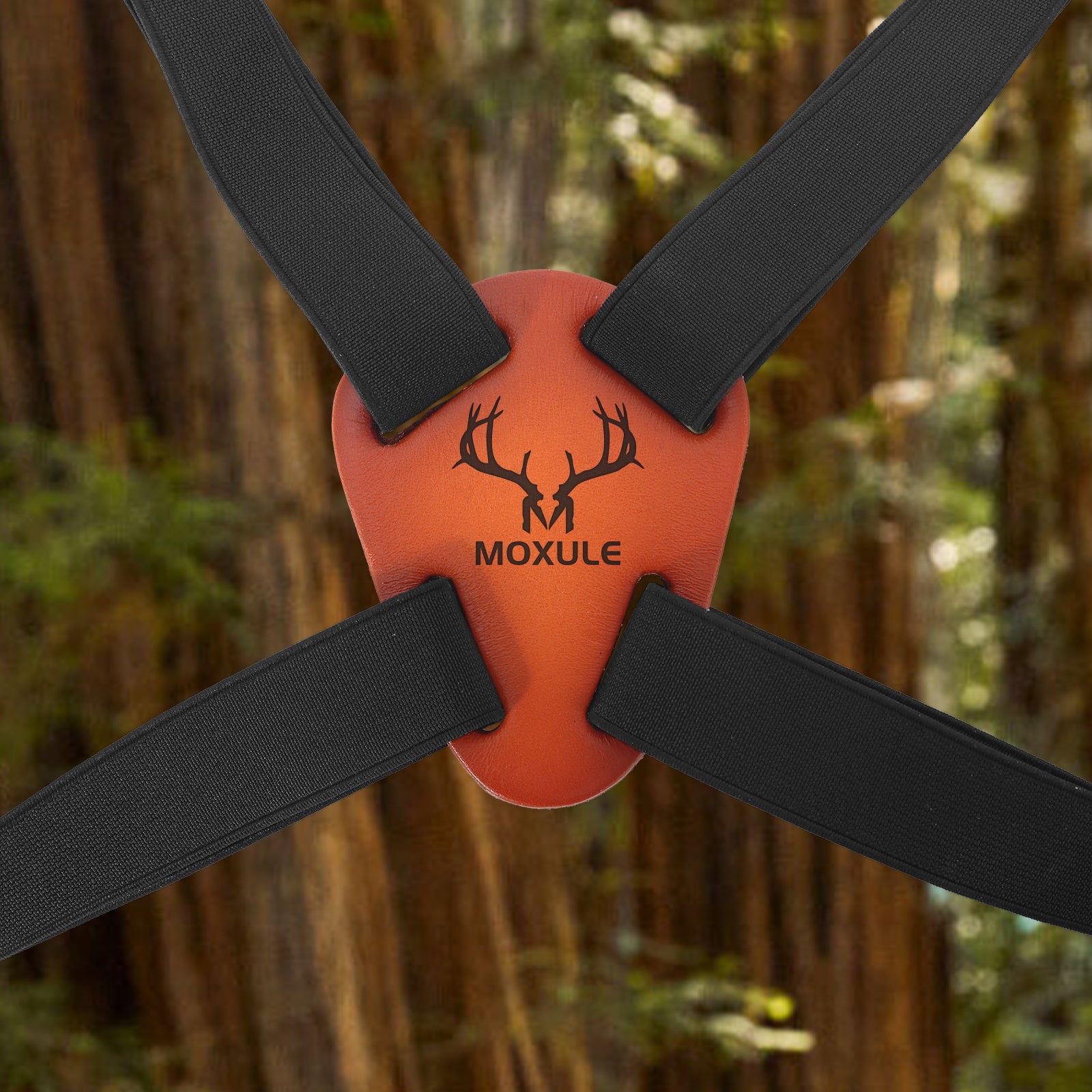 Moxule binocular harness chest pad, deer logo hunting bino pack gear