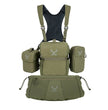 Moxule green modular hunting chest pack combo, binocular harness with hand warmer and accessory pouches