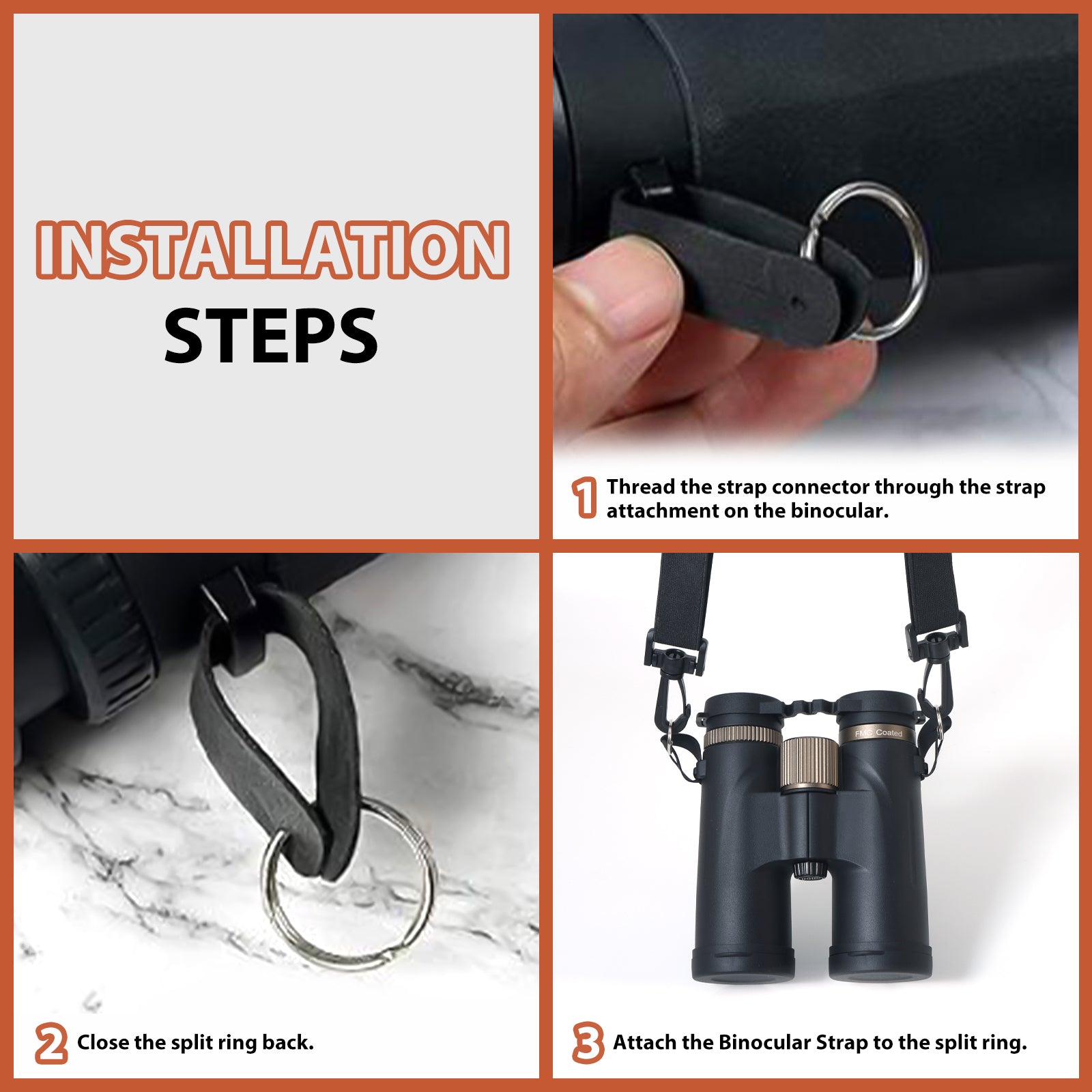 High precision binocular strap connector for outdoor hunting and travel