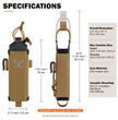 Moxule bear spray pouch specifications chart, 500D nylon molle bear spray holster dimension diagram, size and mounting info for hunting gear