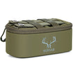 Durable olive drab Moxule tactical pouch with MOLLE webbing & silent zippers. Ideal for storing hunting essentials