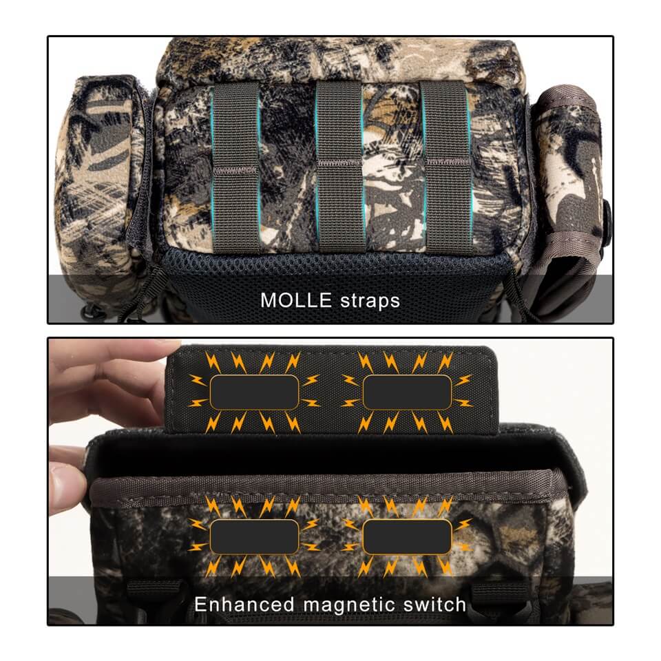 Camo Hunting Backpack with MOLLE Straps and Enhanced Magnetic Closure, Tactical Chest Bag for Outdoor Hunting Shooting, Modular Webbing and Quick-Access Magnetic Switch