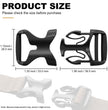 Product size diagram for Moxule Duraflex replacement buckles, dimensions for bino harness and hunting backpack spare clips