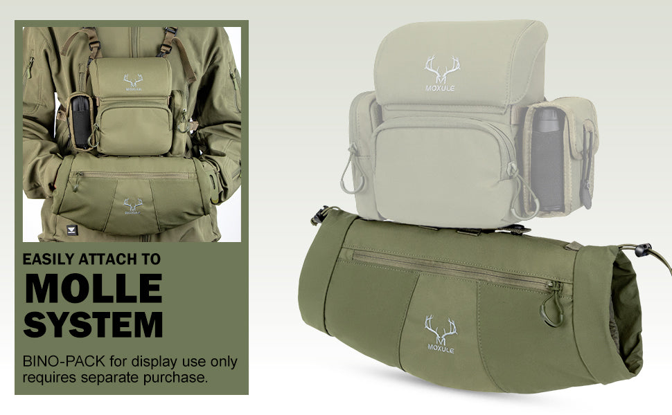Moxule molle compatible hunting gear bag, attachable to bino harness for outdoor hunting