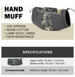 Moxule camo hunting hand muff size chart, fleece lined cold‑weather hand warmer