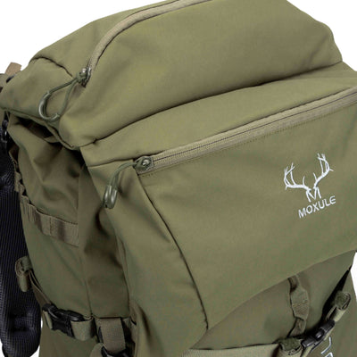 MOXULE Green Professional Hunting Backpack, made of durable and waterproof fabric. The top pouch can be used independently.