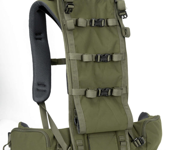 MOXULE Green Hunting Backpack Frame. Lightweight design, modular system.
