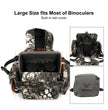 Moxule camouflage binocular harness large size compartment with built-in rain cover, hunting chest pack fits most binoculars.