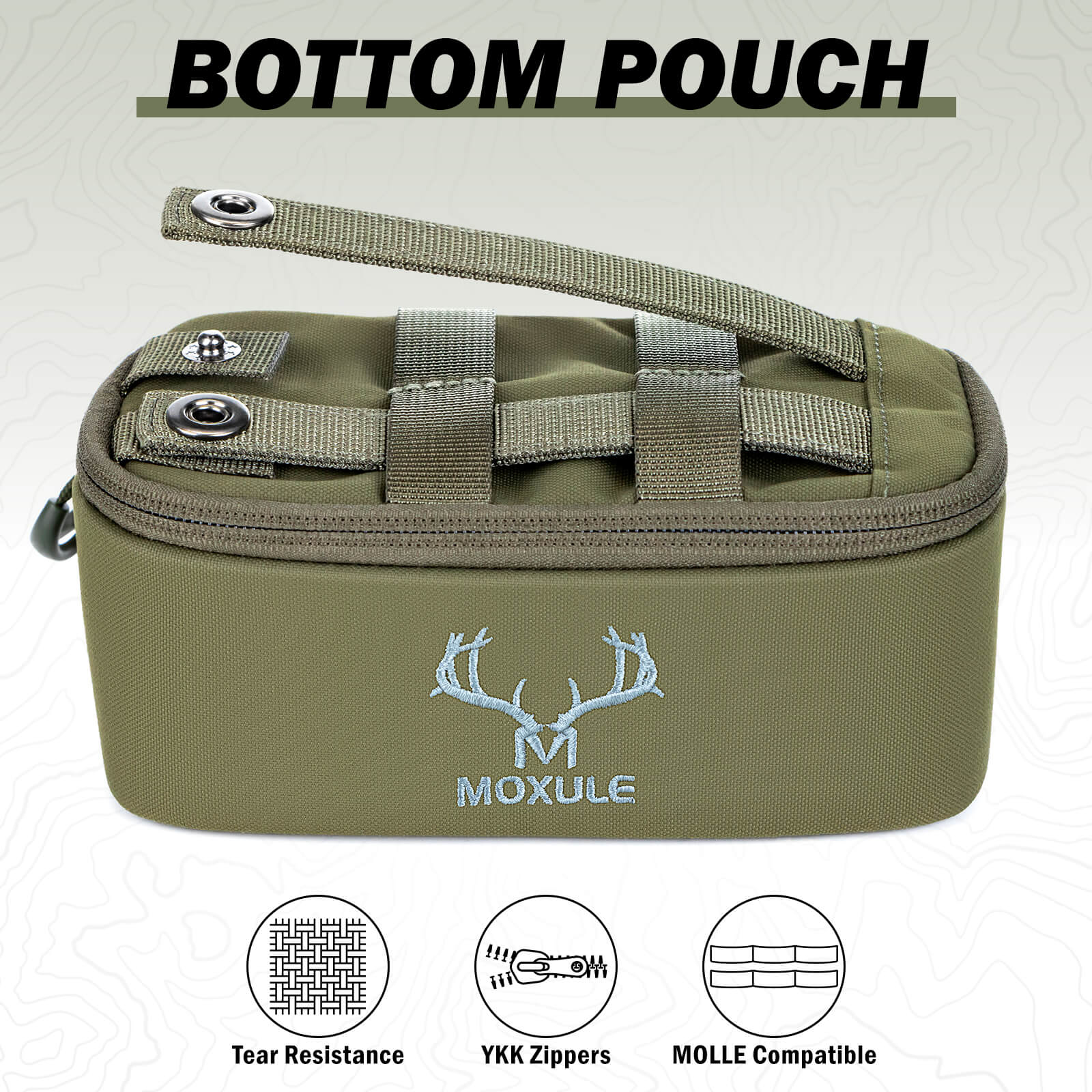 Moxule Olive Bottom Pouch – MOLLE Compatible Hunting Gear Storage