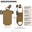 Moxule MOLLE radio pouch size specifications diagram, coyote brown hunting radio holder