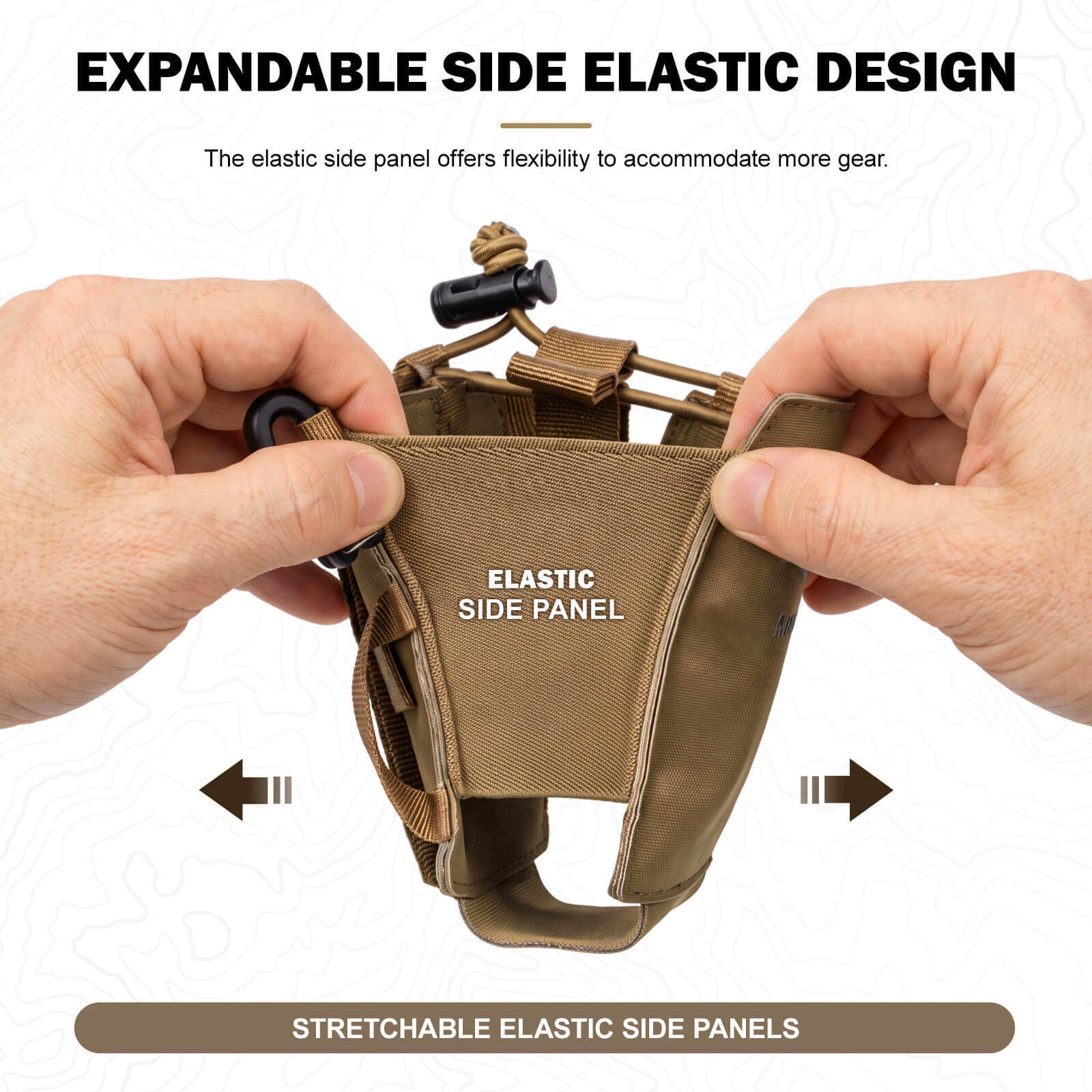 xpandable elastic side panel on Moxule MOLLE radio hunting pouch