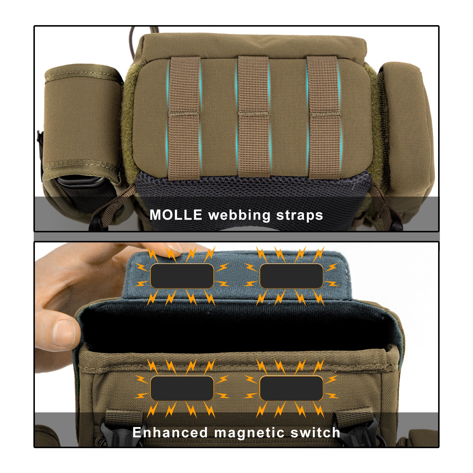 Moxule Binocular Harness with MOLLE & Magnetic Closure | Hunting Bino Harness