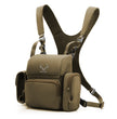 Moxule tan tactical bino harness chest pack for silent hunting and outdoor adventures.