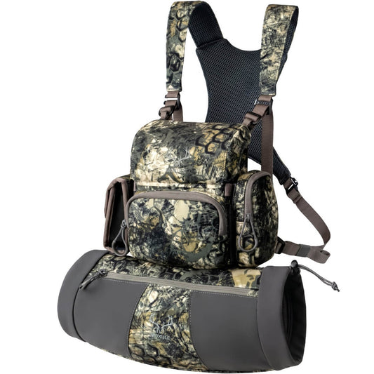 Moxule Camo Binocular Chest Pack with Rangefinder Pouch & Detachable Roll Bag for Hunting