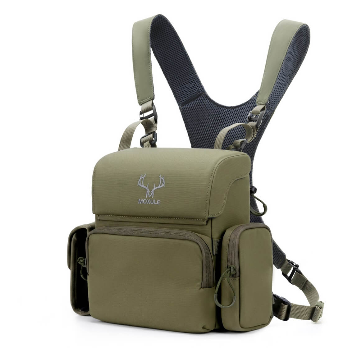 MOXULE Large Size Green Hunting Binoculars Chest Bag with Detachable Storage Pouch