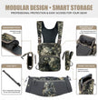 The modular Moxule binocular chest pack features a rangefinder, hand warmer, and GPS pocket, making it ideal for hunting.
