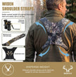 Moxule binocular chest pack showcasing widened, breathable shoulder straps for even weight distribution and all-day carrying comfort during hunting.