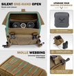 Moxule Coyote Brown Bino Harness Features: Silent One-Hand Open & MOLLE Webbing