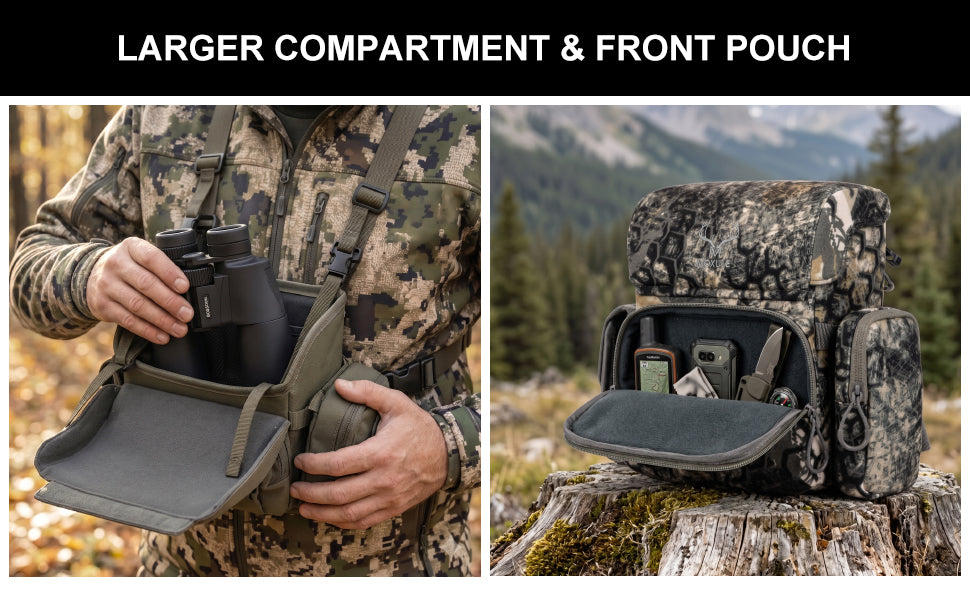 Moxule Binocular Chest Harness Large Storage Compartment & Front Utility Pouch Field Demo