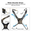 Moxule binocular chest pack harness with widen shoulder straps, breathable mesh, telescope connecting strap, and weight dispersion design for all-day hunting comfort