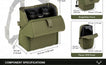 modular binocular harness size chart, product dimensions for bino pack, rangefinder pouch and phone GPS pouch for hunting