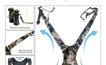 Wide shoulder strap feature of Moxule camo bino harness, weight dispersion and breathable mesh for comfortable all-day hunting
