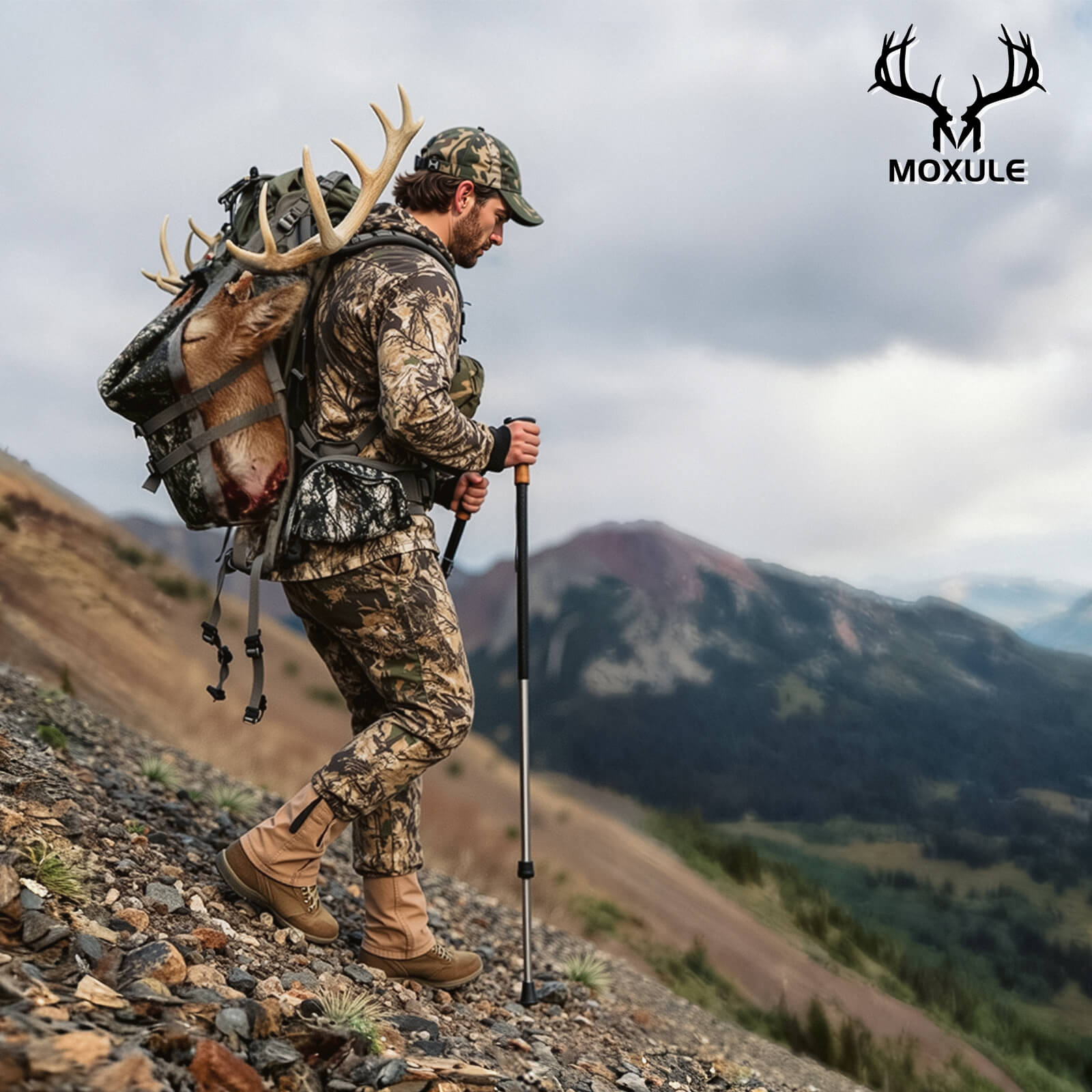 Moxule Adjustable Backpack Frame, Military-Inspired Ergonomic Support Frame for Big Game Hunting & Backcountry Backpacks