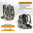 Moxule durable hunting backpack with 600D water-resistant fabric, noise-reducing material, YKK zippers, and ergonomic padded back, 25L capacity for backcountry hunting