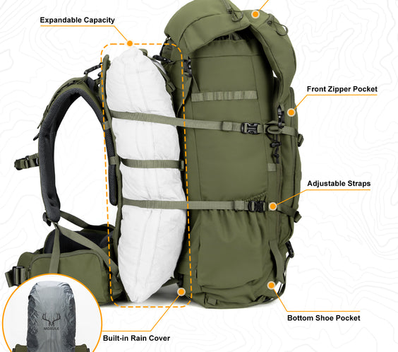  Moxule Pro hunting pack frame featured a meat shelf can be expanded to 2500cu in the backcountry