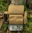 Brown Moxule Hunting Binocular Harness with Camo Bottom Pouch, Bino Chest Pack Combo for Outdoor Hunting