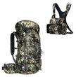 Camouflage Moxule PRO hunting backpack and matching camo bino harness chest pack for backcountry bow hunting
